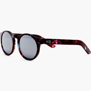 AQS Mirrored Round Frame Silver Havana Sunglasses
